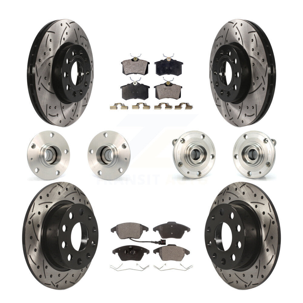 [Avant + Arrière] Kit d'ensemble roulement de roue et moyeu pour 2014 Volkswagen Beetle Base Highline Comfortline avec 2.5L avec 253mm Diameter Rotor KBB-111220