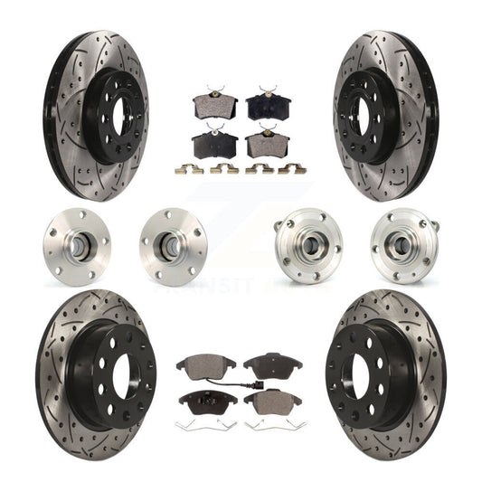 [Avant + Arrière] Kit d'ensemble roulement de roue et moyeu pour 2014 Volkswagen Beetle Base Highline Comfortline avec 2.5L avec 253mm Diameter Rotor KBB-111220