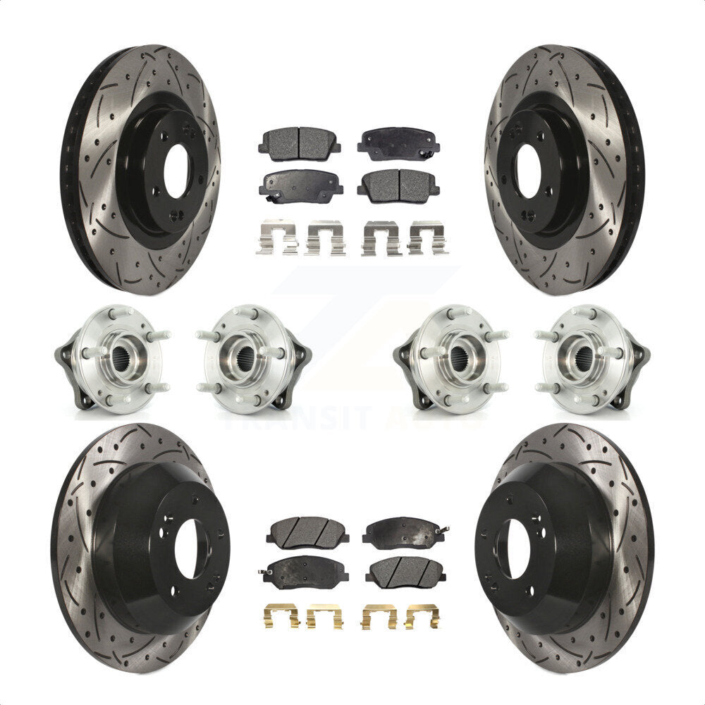 [Avant + Arrière] Kit d'ensemble roulement de roue et moyeu pour 2013-2014 Hyundai Santa Fe AWD avec 3.3L avec ABS Brakes KBB-111337 par Transit Auto