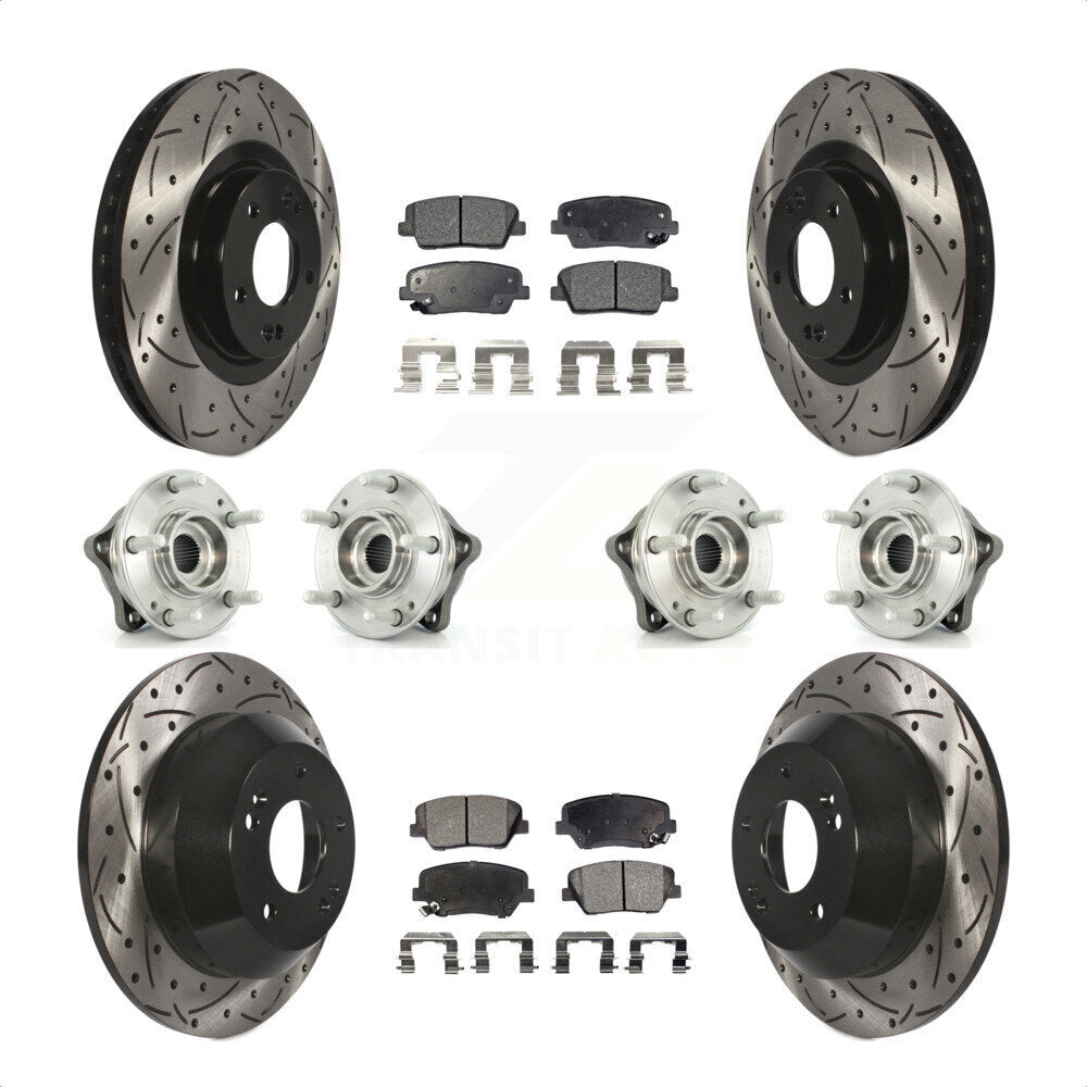 [Avant + Arrière] Kit d'ensemble roulement de roue et moyeu pour 2013-2014 Hyundai Santa Fe Sport AWD avec 2.4L 2.0L KBB-111338 par Transit Auto