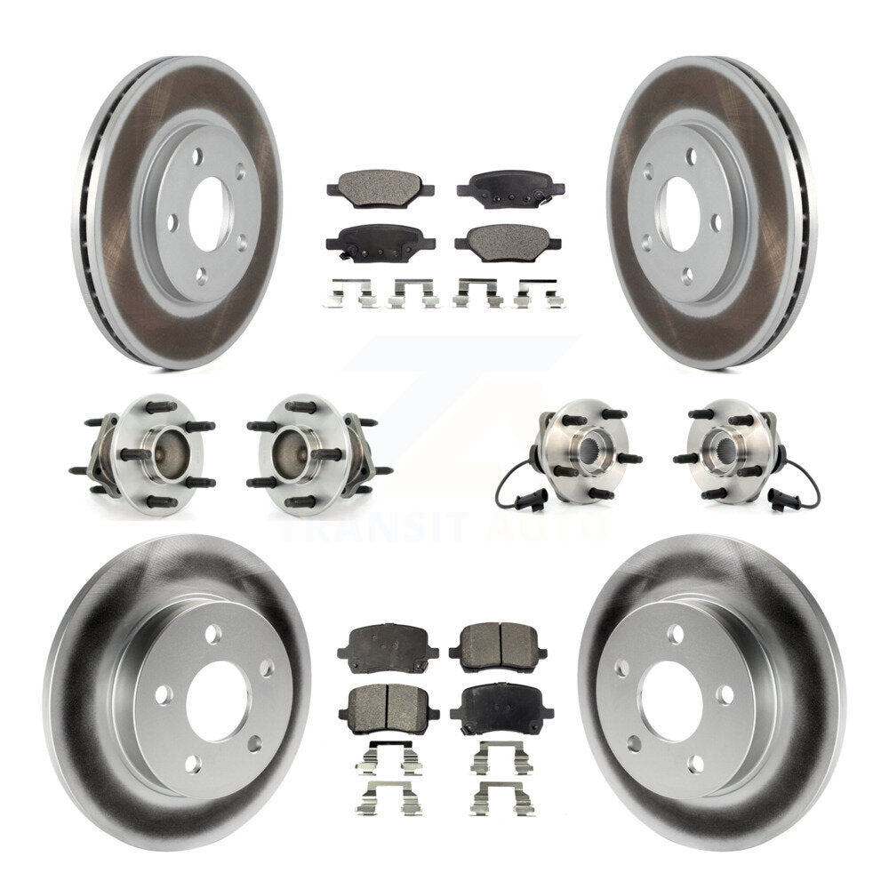 [Avant + Arrière] Kit d'ensemble roulement de roue et moyeu pour 2004-2005 Chevrolet Malibu Drum rear brakes avec 4-Wheel ABS avec 276mm Diameter Rotor KBB-111497