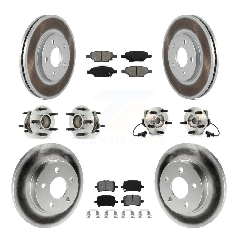 [Avant + Arrière] Kit d'ensemble roulement de roue et moyeu pour 2004-2005 Chevrolet Malibu Drum rear brakes avec 4-Wheel ABS avec 276mm Diameter Rotor KBB-112017