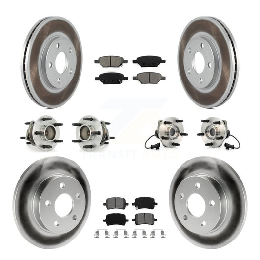 [Avant + Arrière] Kit d'ensemble roulement de roue et moyeu pour 2004-2005 Chevrolet Malibu Drum rear brakes avec 4-Wheel ABS avec 276mm Diameter Rotor KBB-112017