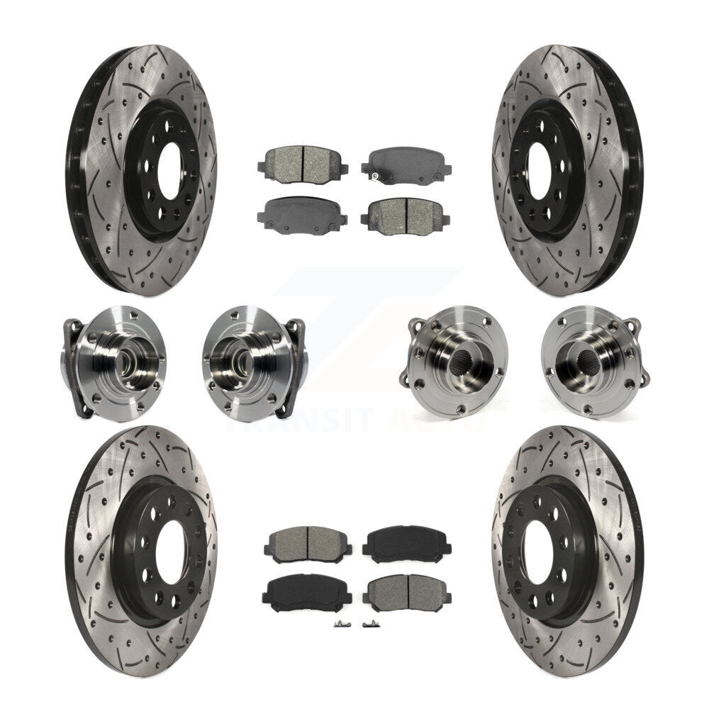 [Avant + Arrière] Kit d'ensemble roulement de roue et moyeu pour 2015-2017 Chrysler 200 FWD avec 305mm Diameter Rotor KBB-113586