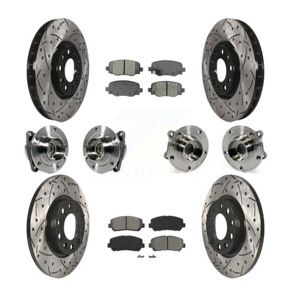 [Avant + Arrière] Kit d'ensemble roulement de roue et moyeu pour 2015-2017 Chrysler 200 FWD avec 305mm Diameter Rotor KBB-113586