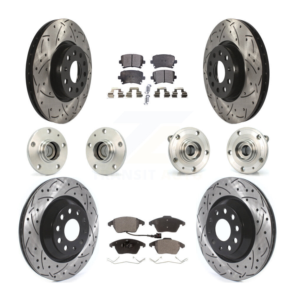 [Avant + Arrière] Kit d'ensemble roulement de roue et moyeu pour 2009-2010 Volkswagen Passat CC FWD avec 312mm Diameter Rotor KBB-114496