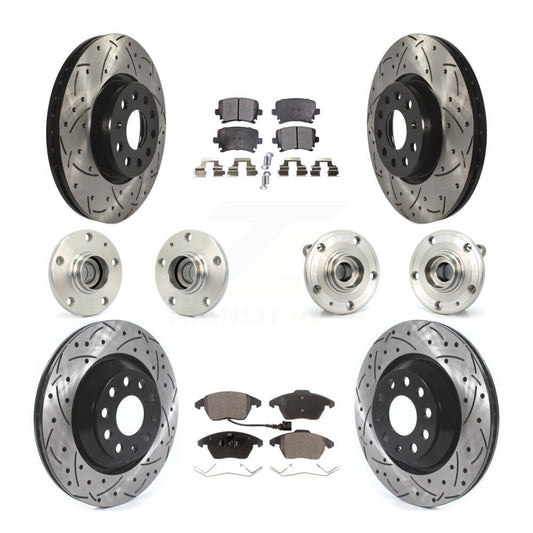 [Avant + Arrière] Kit d'ensemble roulement de roue et moyeu pour 2009-2010 Volkswagen Passat CC FWD avec 312mm Diameter Rotor KBB-114496