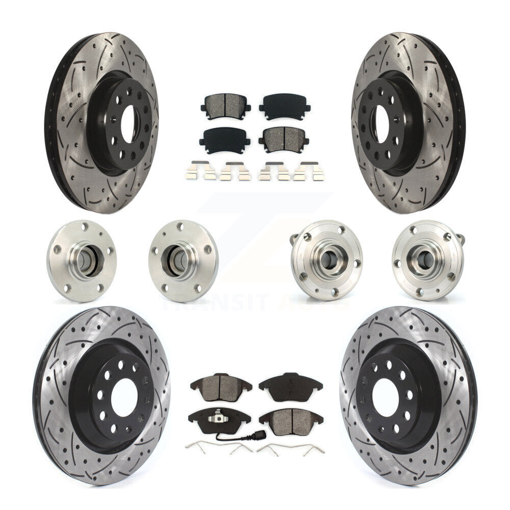 [Avant + Arrière] Kit d'ensemble roulement de roue et moyeu pour 2009-2010 Volkswagen Passat CC FWD avec 312mm Diameter Rotor KBB-114539