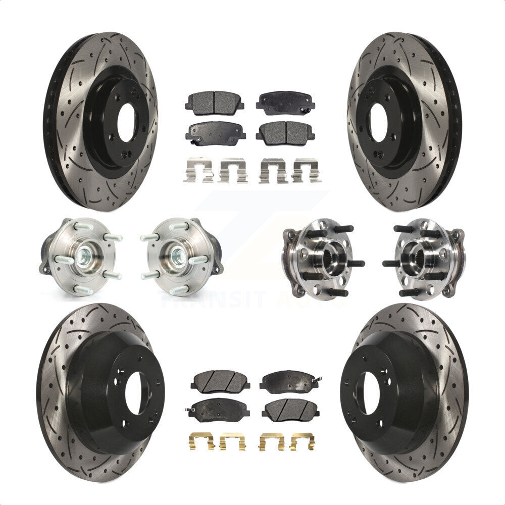 [Avant + Arrière] Kit d'ensemble roulement de roue et moyeu pour 2015-2016 Hyundai Santa Fe XL FWD avec 3.3L KBB-115721 par Transit Auto