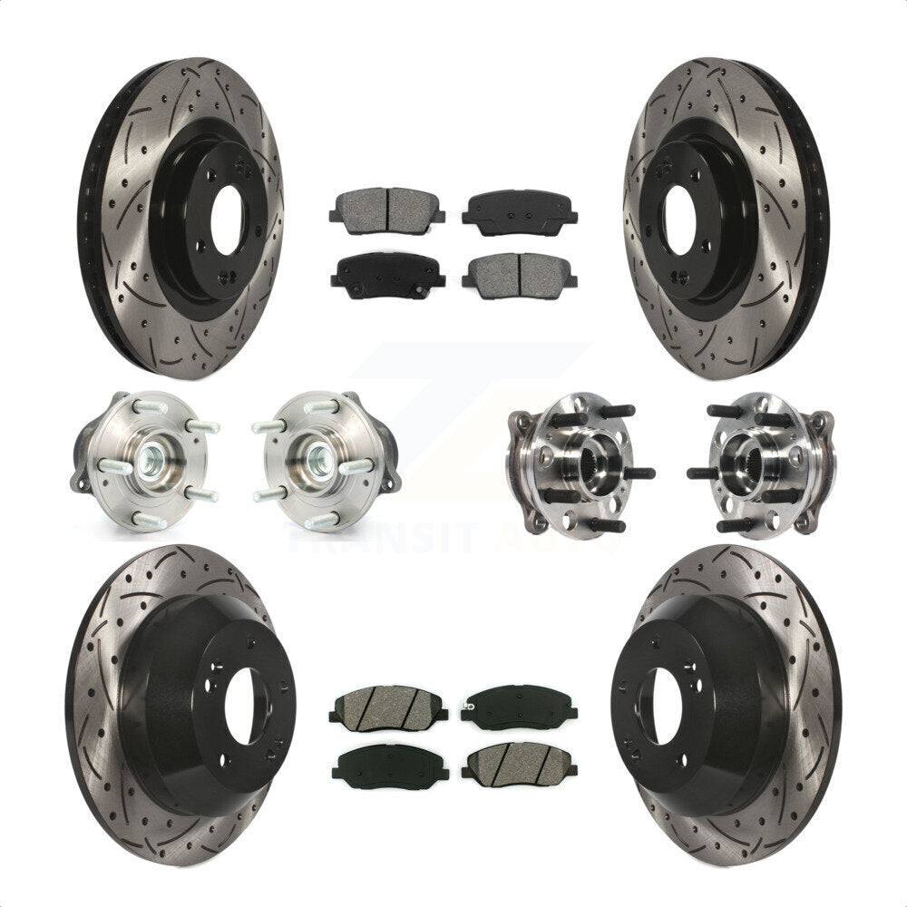 [Avant + Arrière] Kit d'ensemble roulement de roue et moyeu pour 2015-2016 Hyundai Santa Fe XL FWD avec 3.3L KBB-115828 par Transit Auto