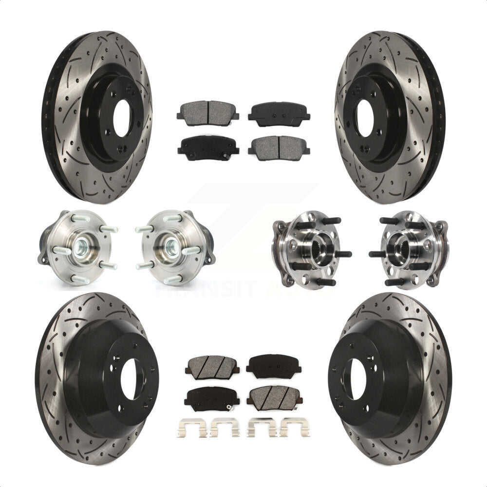 [Avant + Arrière] Kit d'ensemble roulement de roue et moyeu pour 2015-2016 Hyundai Santa Fe Sport FWD avec 2.4L 2.0L KBB-115829 par Transit Auto