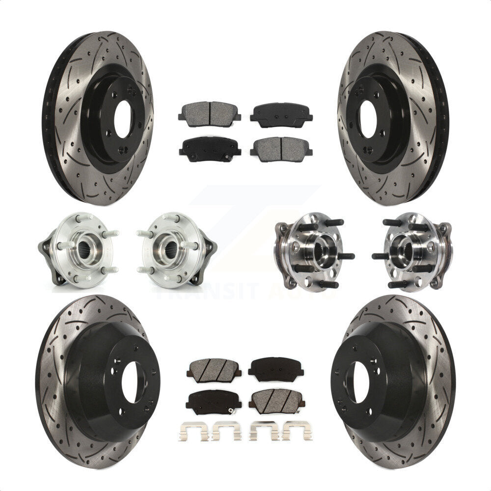 [Avant + Arrière] Kit d'ensemble roulement de roue et moyeu pour 2015-2016 Hyundai Santa Fe Sport AWD avec 2.4L 2.0L KBB-115875 par Transit Auto