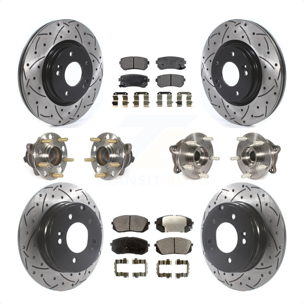[Avant + Arrière] Kit d'ensemble roulement de roue et moyeu pour 2015 Hyundai Sonata GAS engine avec Manual Parking KBB-115974 par Transit Auto
