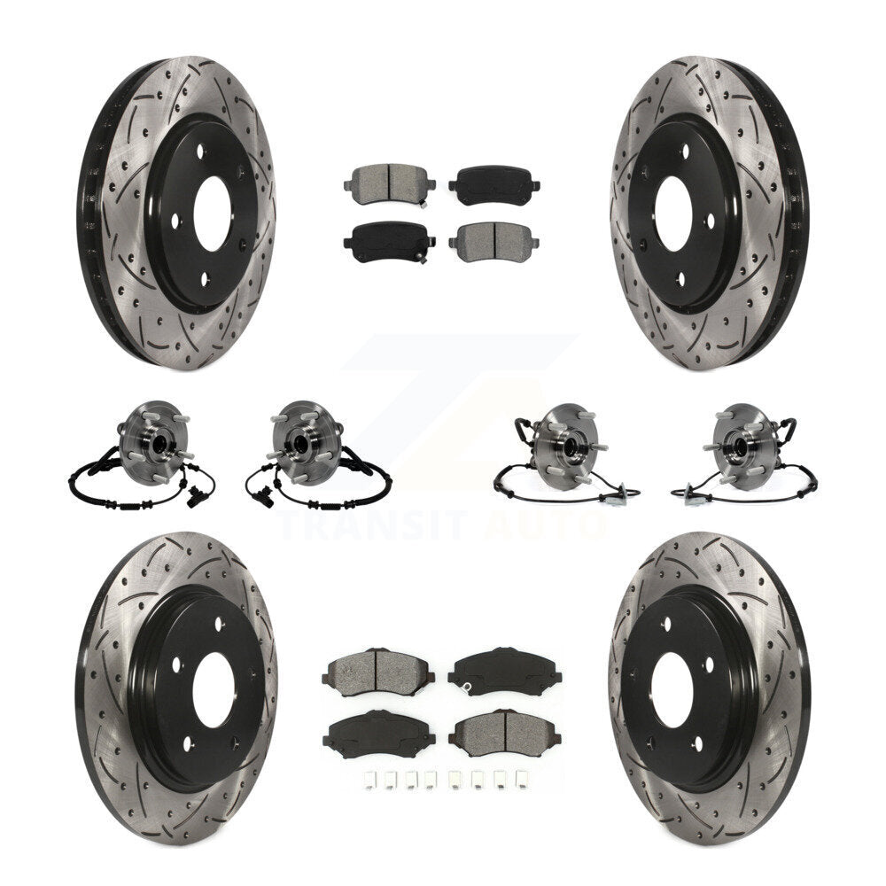 [Avant + Arrière] Kit d'ensemble roulement de roue et moyeu pour 2012 Dodge Grand Caravan Chrysler Town & Country Ram C/V avec Single Piston Caliper To 03/23/12 KBB-116797