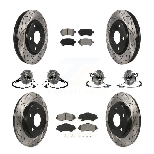[Avant + Arrière] Kit d'ensemble roulement de roue et moyeu pour 2012 Dodge Grand Caravan Chrysler Town & Country Ram C/V avec Single Piston Caliper To 03/23/12 KBB-116797