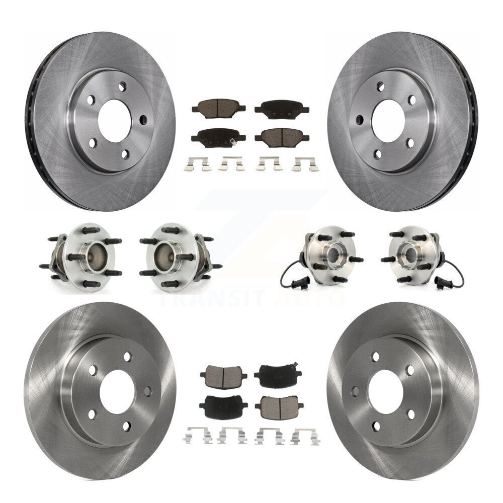 [Avant + Arrière] Kit d'ensemble roulement de roue et moyeu pour 2004-2005 Chevrolet Malibu Drum rear brakes avec 4-Wheel ABS avec 276mm Diameter Rotor KBB-119102