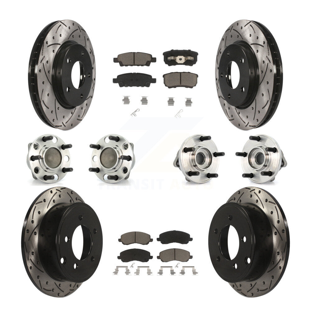 [Avant + Arrière] Kit d'ensemble roulement de roue et moyeu pour 2009 Dodge Caliber SXT avec Drum rear brakes Non-ABS KBB-119837