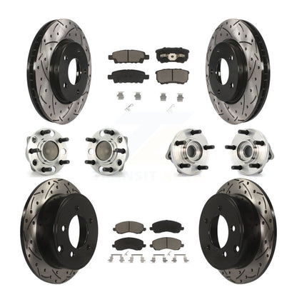 [Avant + Arrière] Kit d'ensemble roulement de roue et moyeu pour 2009 Dodge Caliber SXT avec Drum rear brakes Non-ABS KBB-119837