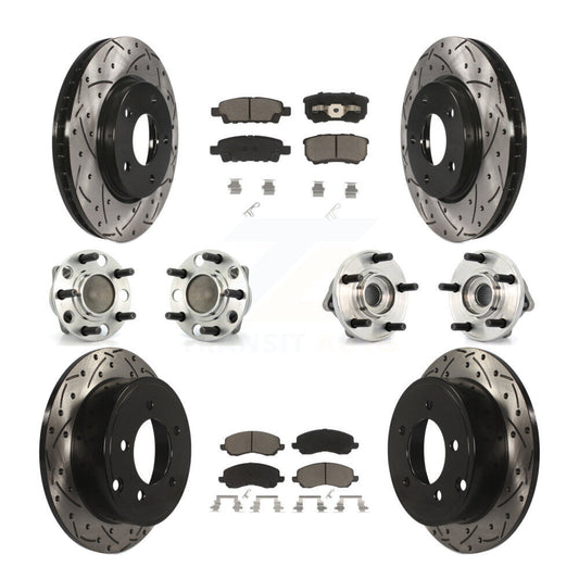 [Avant + Arrière] Kit d'ensemble roulement de roue et moyeu pour 2009 Dodge Caliber SXT avec Drum rear brakes Non-ABS KBB-119837