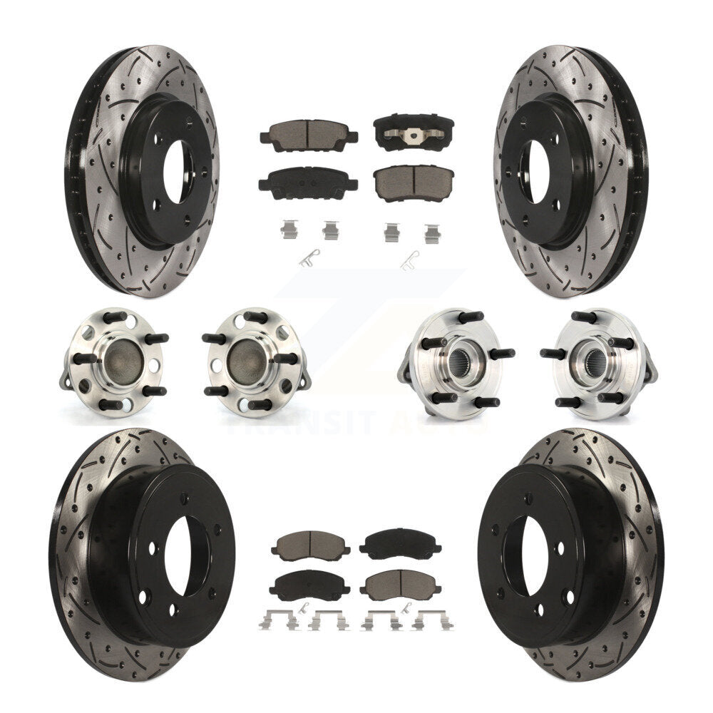 [Avant + Arrière] Kit d'ensemble roulement de roue et moyeu pour 2009 Dodge Caliber SXT avec Drum rear brakes 4-Wheel ABS KBB-119838