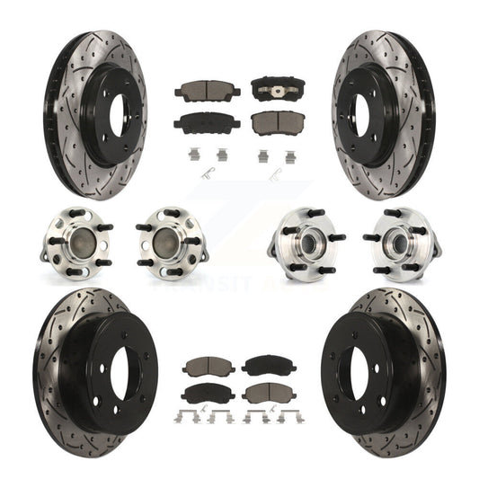 [Avant + Arrière] Kit d'ensemble roulement de roue et moyeu pour 2009 Dodge Caliber SXT avec Drum rear brakes 4-Wheel ABS KBB-119838