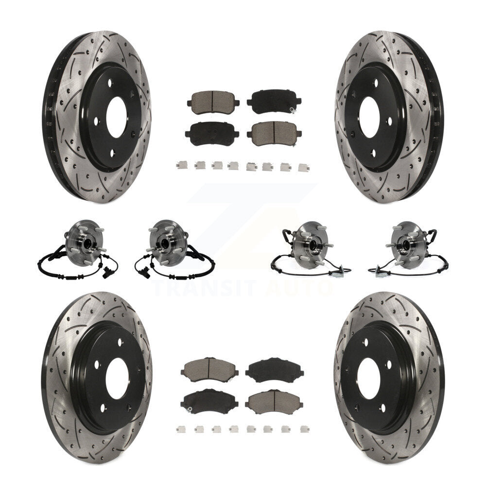 [Avant + Arrière] Kit d'ensemble roulement de roue et moyeu pour 2012 Dodge Grand Caravan Chrysler Town & Country Ram C/V avec Single Piston Caliper To 03/23/12 KBB-119883