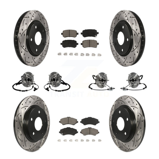 [Avant + Arrière] Kit d'ensemble roulement de roue et moyeu pour 2012 Dodge Grand Caravan Chrysler Town & Country Ram C/V avec Single Piston Caliper To 03/23/12 KBB-119883