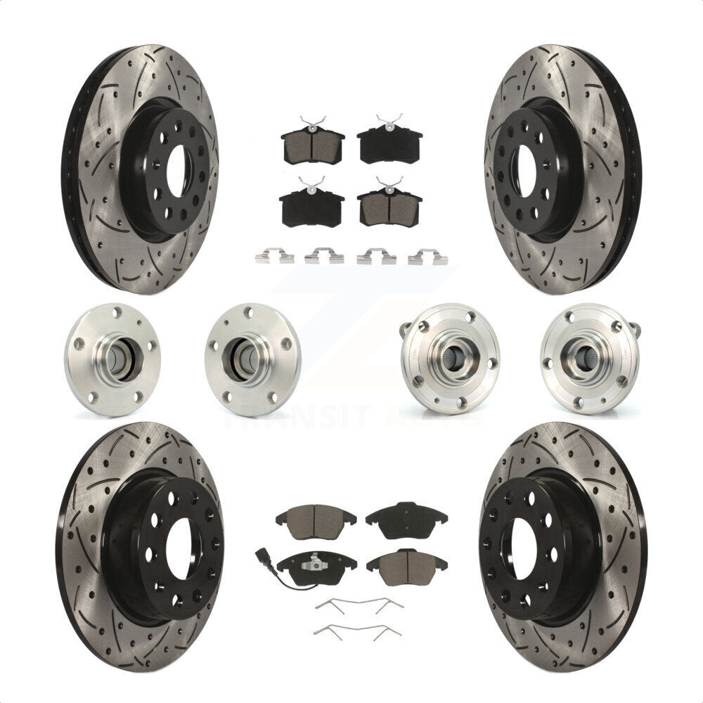 [Avant + Arrière] Kit d'ensemble roulement de roue et moyeu pour 2014 Volkswagen Beetle R-Line GSR avec 2.0L avec 272mm Diameter Rotor KBB-119970 par Transit Auto
