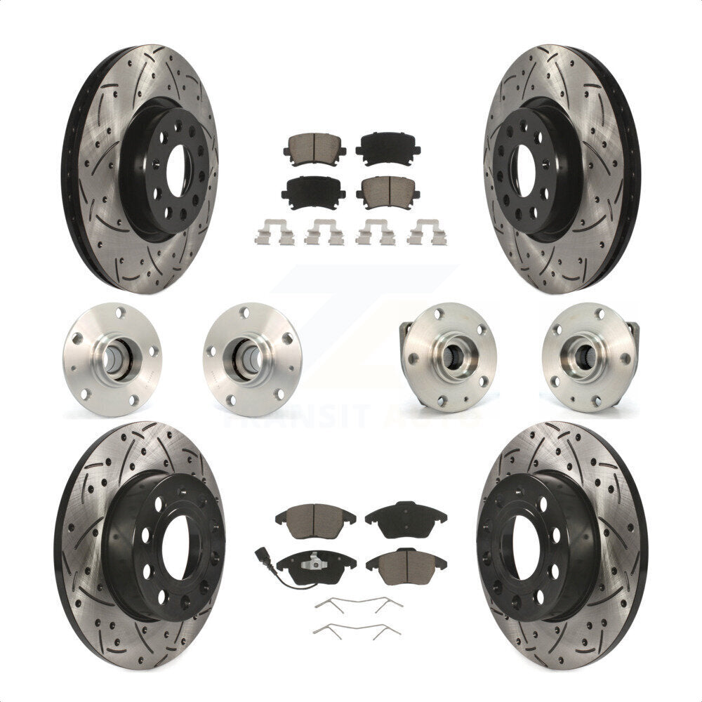 [Avant + Arrière] Kit d'ensemble roulement de roue et moyeu pour 2008 Audi A3 FWD From Chassis VIN #8P8057779 KBB-119997 par Transit Auto