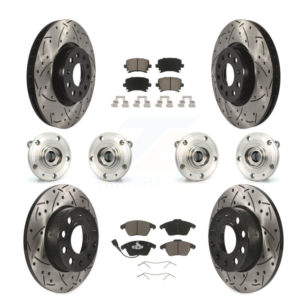 [Avant + Arrière] Kit d'ensemble roulement de roue et moyeu pour 2008 Audi A3 Quattro avec 260mm Diameter Rotor KBB-120009