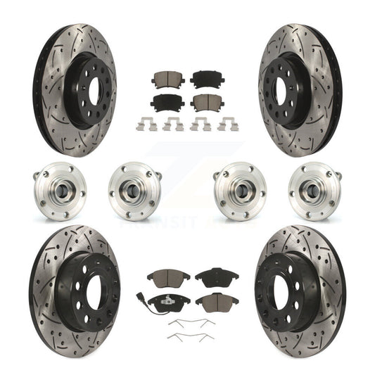 [Avant + Arrière] Kit d'ensemble roulement de roue et moyeu pour 2008 Audi A3 Quattro avec 260mm Diameter Rotor KBB-120009