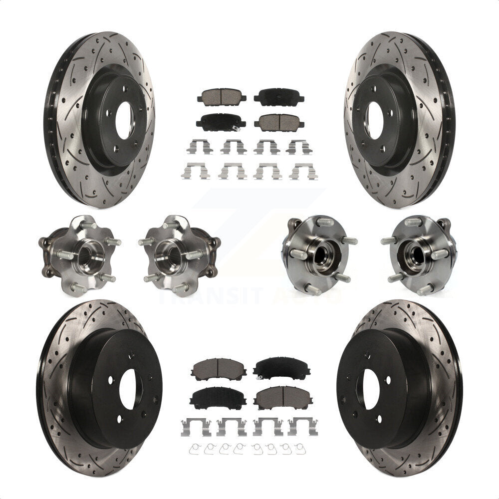 [Avant + Arrière] Kit d'ensemble roulement de roue et moyeu pour INFINITI Q50 Base Premium avec RWD KBB-120031 par Transit Auto