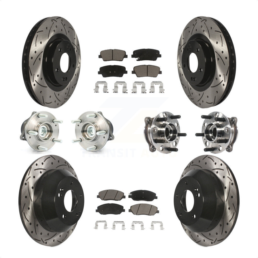 [Avant + Arrière] Kit d'ensemble roulement de roue et moyeu pour 2015-2016 Hyundai Santa Fe XL FWD avec 3.3L KBB-120039 par Transit Auto