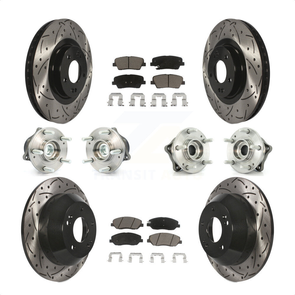 [Avant + Arrière] Kit d'ensemble roulement de roue et moyeu pour 2013-2014 Hyundai Santa Fe FWD avec 3.3L avec ABS Brakes KBB-120041 par Transit Auto