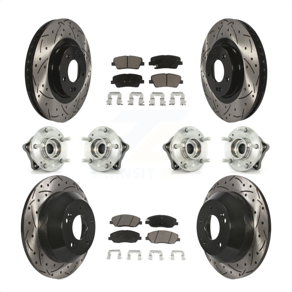 [Avant + Arrière] Kit d'ensemble roulement de roue et moyeu pour 2013-2014 Hyundai Santa Fe AWD avec 3.3L avec ABS Brakes KBB-120042 par Transit Auto