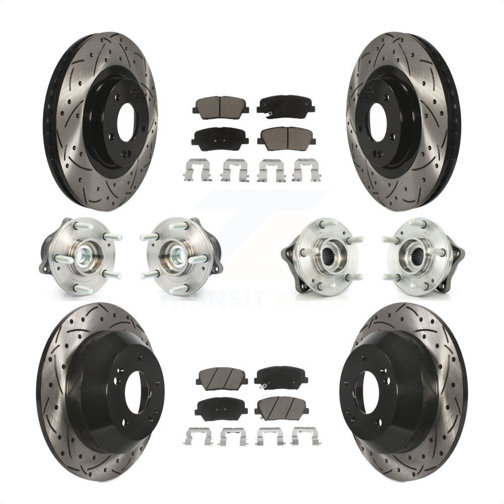 [Avant + Arrière] Kit d'ensemble roulement de roue et moyeu pour 2013-2014 Hyundai Santa Fe Sport FWD avec 2.4L 2.0L KBB-120043 par Transit Auto