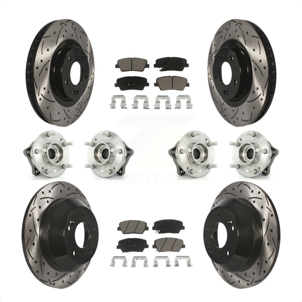 [Avant + Arrière] Kit d'ensemble roulement de roue et moyeu pour 2013-2014 Hyundai Santa Fe Sport AWD avec 2.4L 2.0L KBB-120044 par Transit Auto