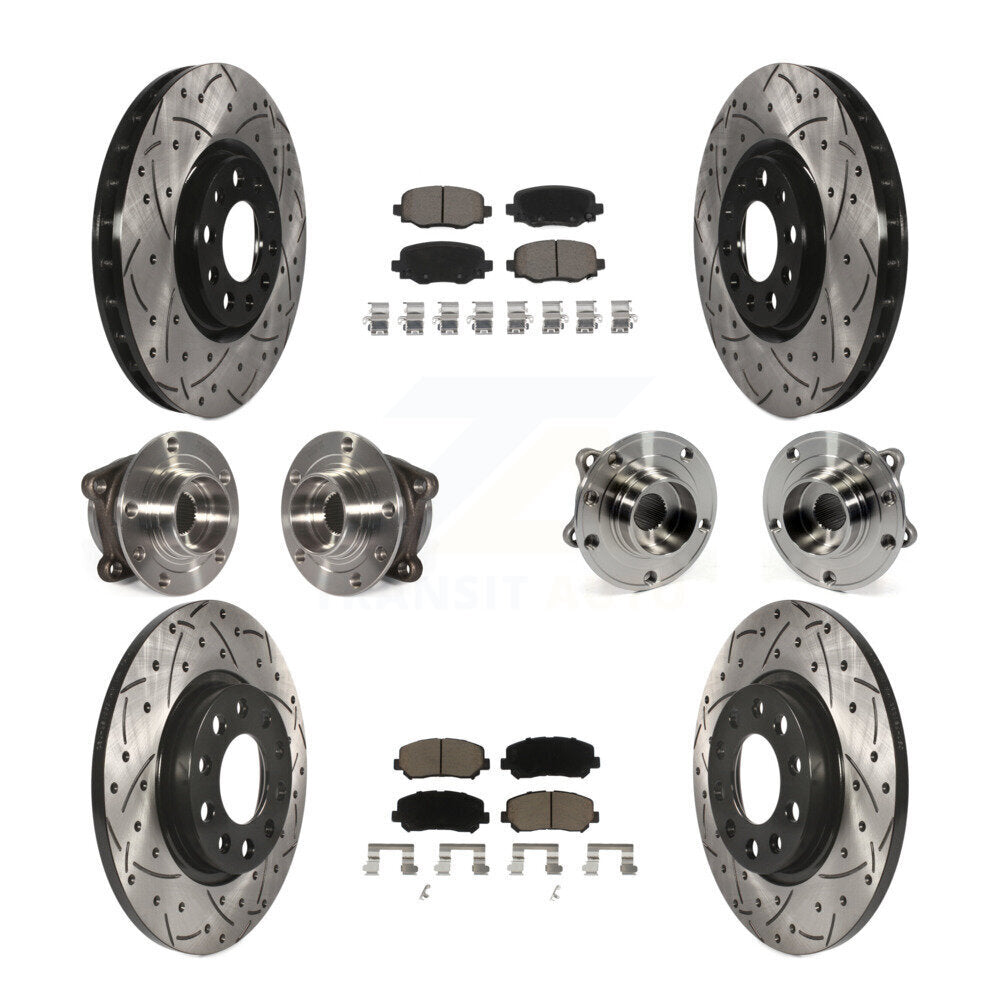 [Avant + Arrière] Kit d'ensemble roulement de roue et moyeu pour 2015-2017 Chrysler 200 AWD avec 305mm Diameter Rotor KBB-120049