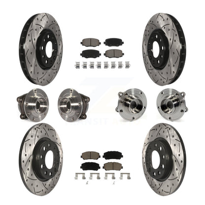 [Avant + Arrière] Kit d'ensemble roulement de roue et moyeu pour 2015-2017 Chrysler 200 AWD avec 305mm Diameter Rotor KBB-120049