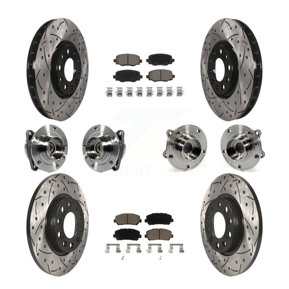 [Avant + Arrière] Kit d'ensemble roulement de roue et moyeu pour 2015-2017 Chrysler 200 FWD avec 305mm Diameter Rotor KBB-120051