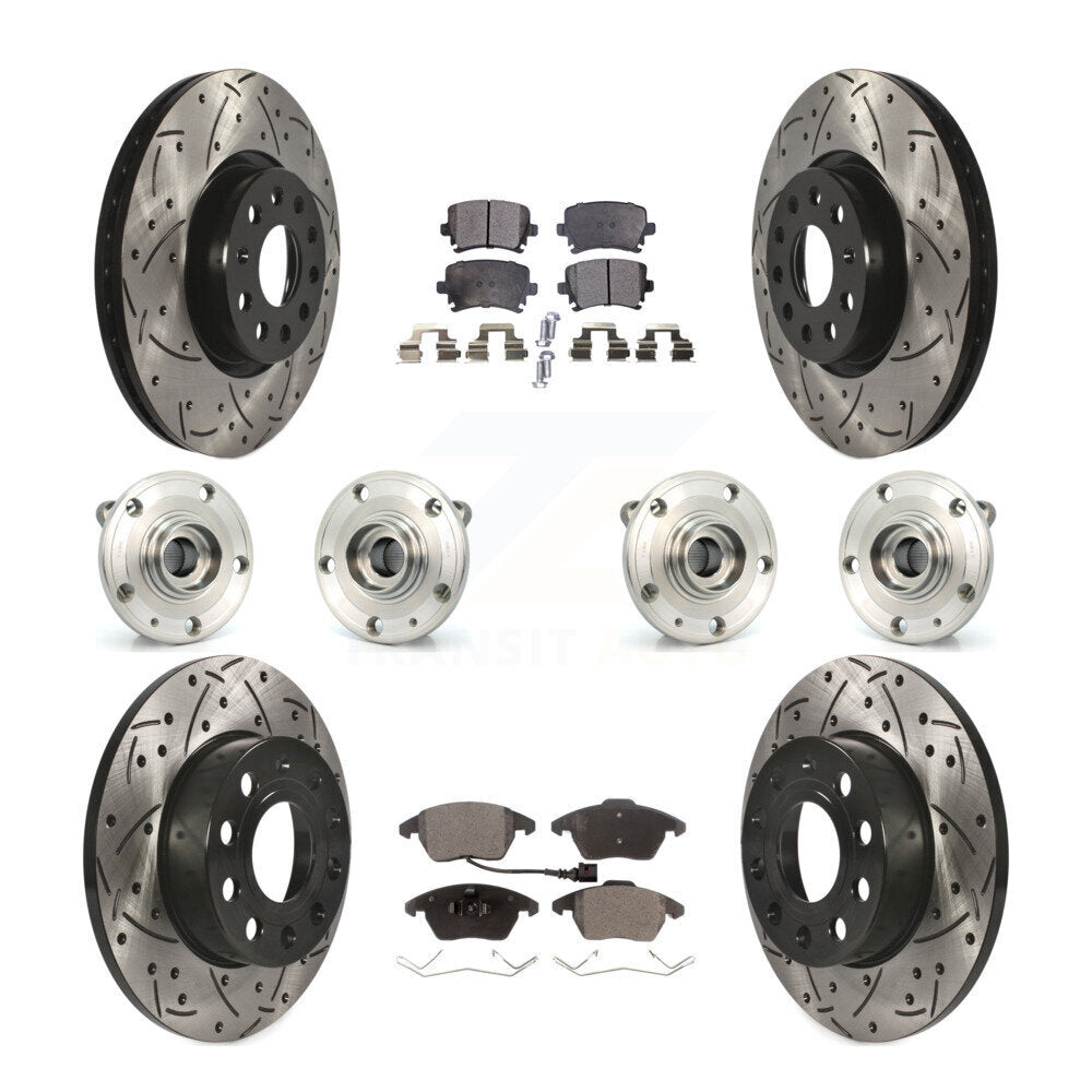 [Avant + Arrière] Kit d'ensemble roulement de roue et moyeu pour 2008 Audi A3 Quattro avec 260mm Diameter Rotor KBB-120474