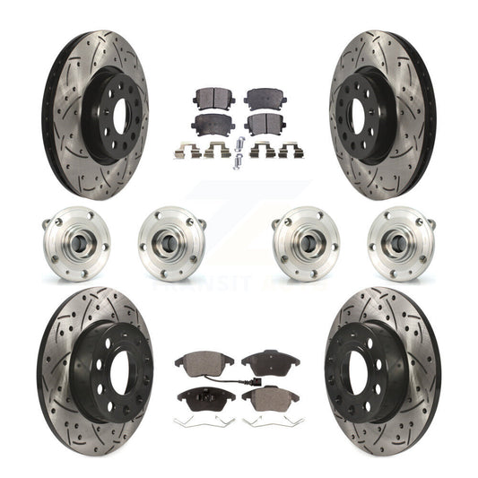 [Avant + Arrière] Kit d'ensemble roulement de roue et moyeu pour 2008 Audi A3 Quattro avec 260mm Diameter Rotor KBB-120474