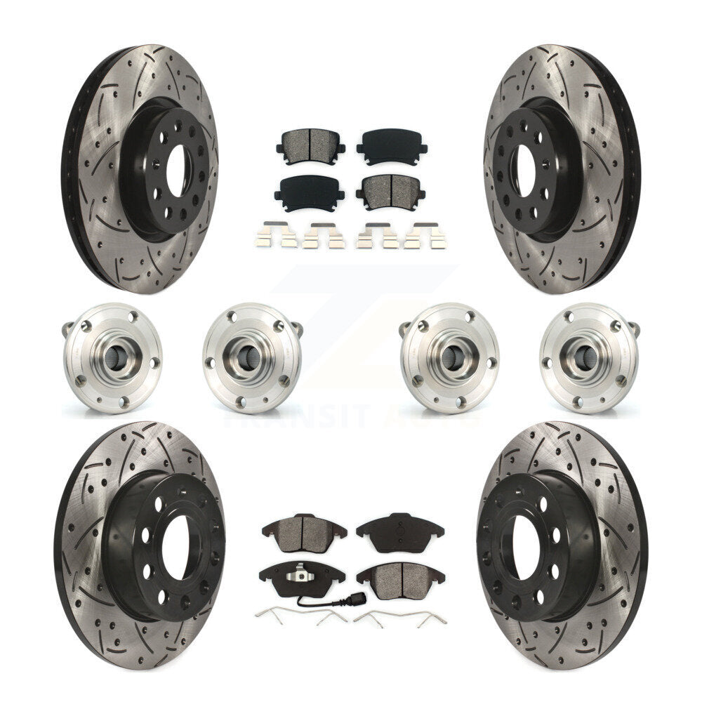[Avant + Arrière] Kit d'ensemble roulement de roue et moyeu pour 2008 Audi A3 Quattro avec 260mm Diameter Rotor KBB-120485