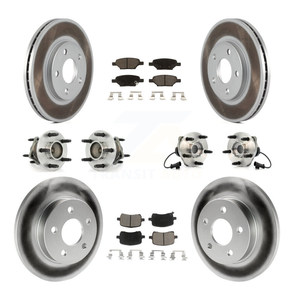 [Avant + Arrière] Kit d'ensemble roulement de roue et moyeu pour 2004-2005 Chevrolet Malibu Drum rear brakes avec 4-Wheel ABS avec 276mm Diameter Rotor KBB-120686