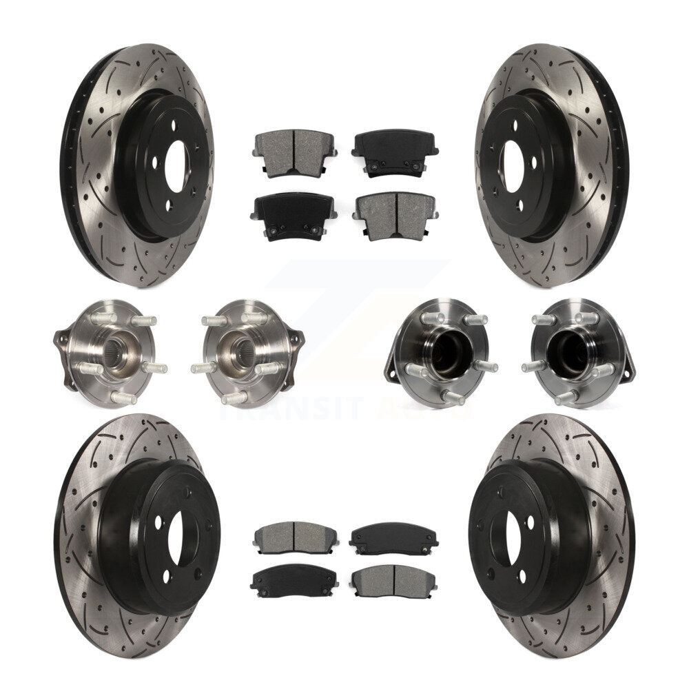 [Avant + Arrière] Kit d'ensemble roulement de roue et moyeu pour 2015-2018 Dodge Charger RWD avec 3.6L avec 345mm Diameter Rotor KBB-123760