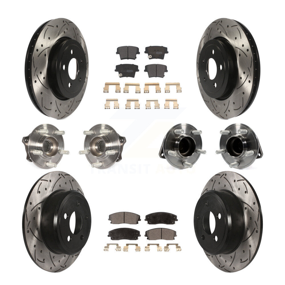 [Avant + Arrière] Kit d'ensemble roulement de roue et moyeu pour 2015-2018 Dodge Charger RWD avec 3.6L avec 345mm Diameter Rotor KBB-123802
