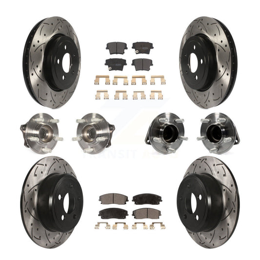 [Avant + Arrière] Kit d'ensemble roulement de roue et moyeu pour 2015-2018 Dodge Charger RWD avec 3.6L avec 345mm Diameter Rotor KBB-123802