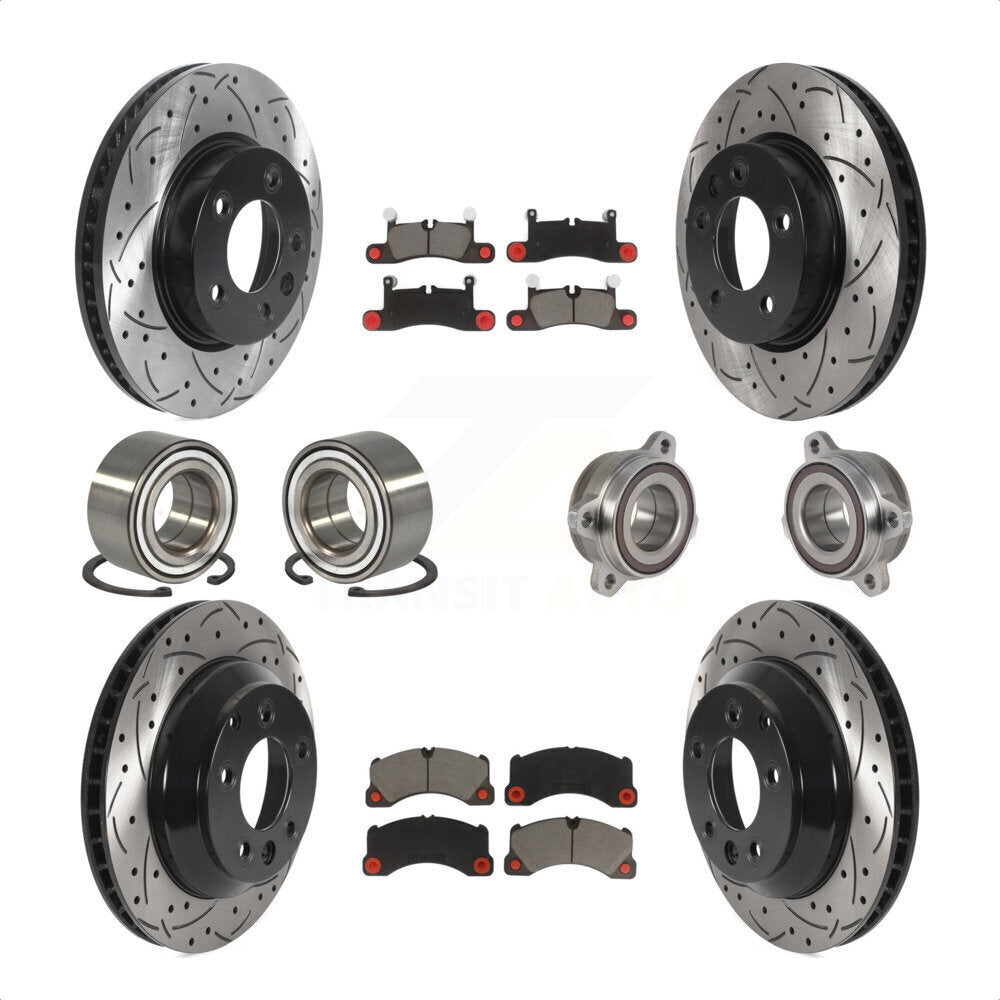 [Avant + Arrière] Kit d'ensemble roulement de roue et moyeu pour 2016 Volkswagen Touareg KBB-123824 par Transit Auto