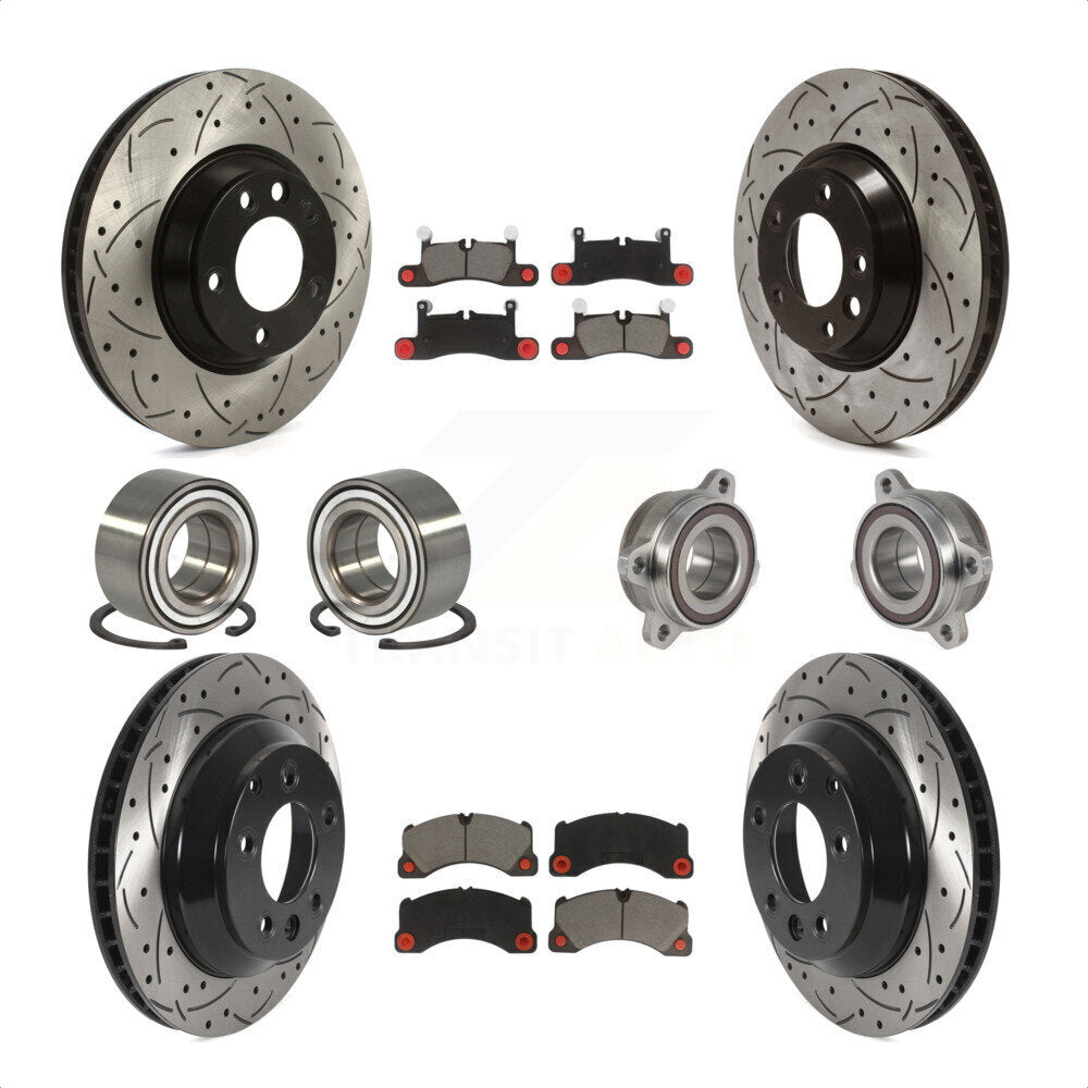 [Avant + Arrière] Kit d'ensemble roulement de roue et moyeu pour 2011-2012 Porsche Cayenne Base avec 380mm Diameter Rotor KBB-123825 par Transit Auto