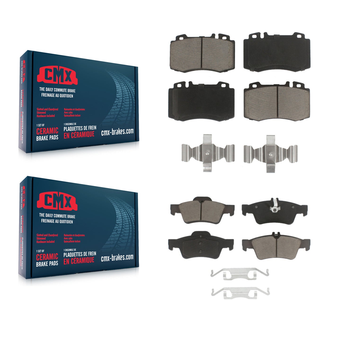 [Avant + Arrière] Kit de plaquette (céramique) de frein pour Mercedes-Benz E350 SL500 E500 SL550 CLS550 CLS500 S430 S500 E550 CL500 S350 CL600 KCX-100044